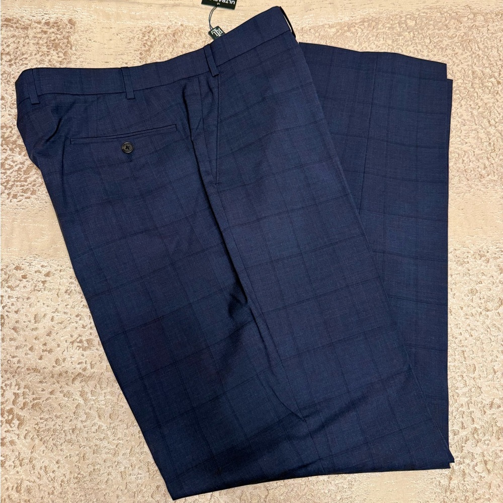 BNWT MENS RALPH LAUREN FLAT FRONT WOOL BLEND DRESS PANTS, SIZE 38x32